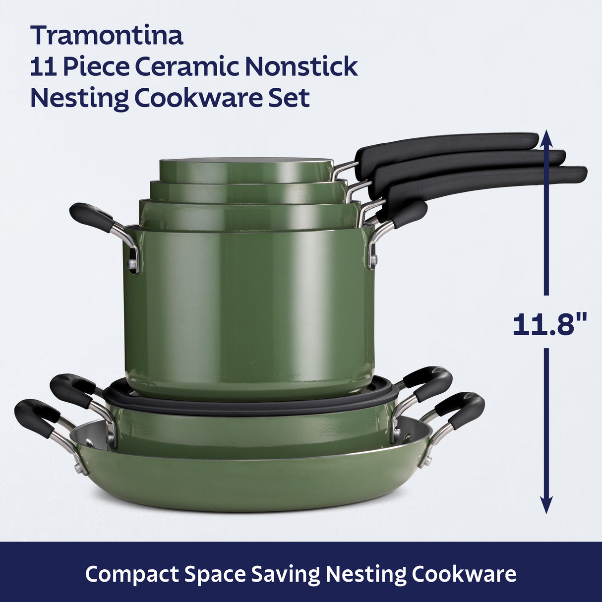 Nesting 11 Piece Ceramic Nonstick Cookware Set