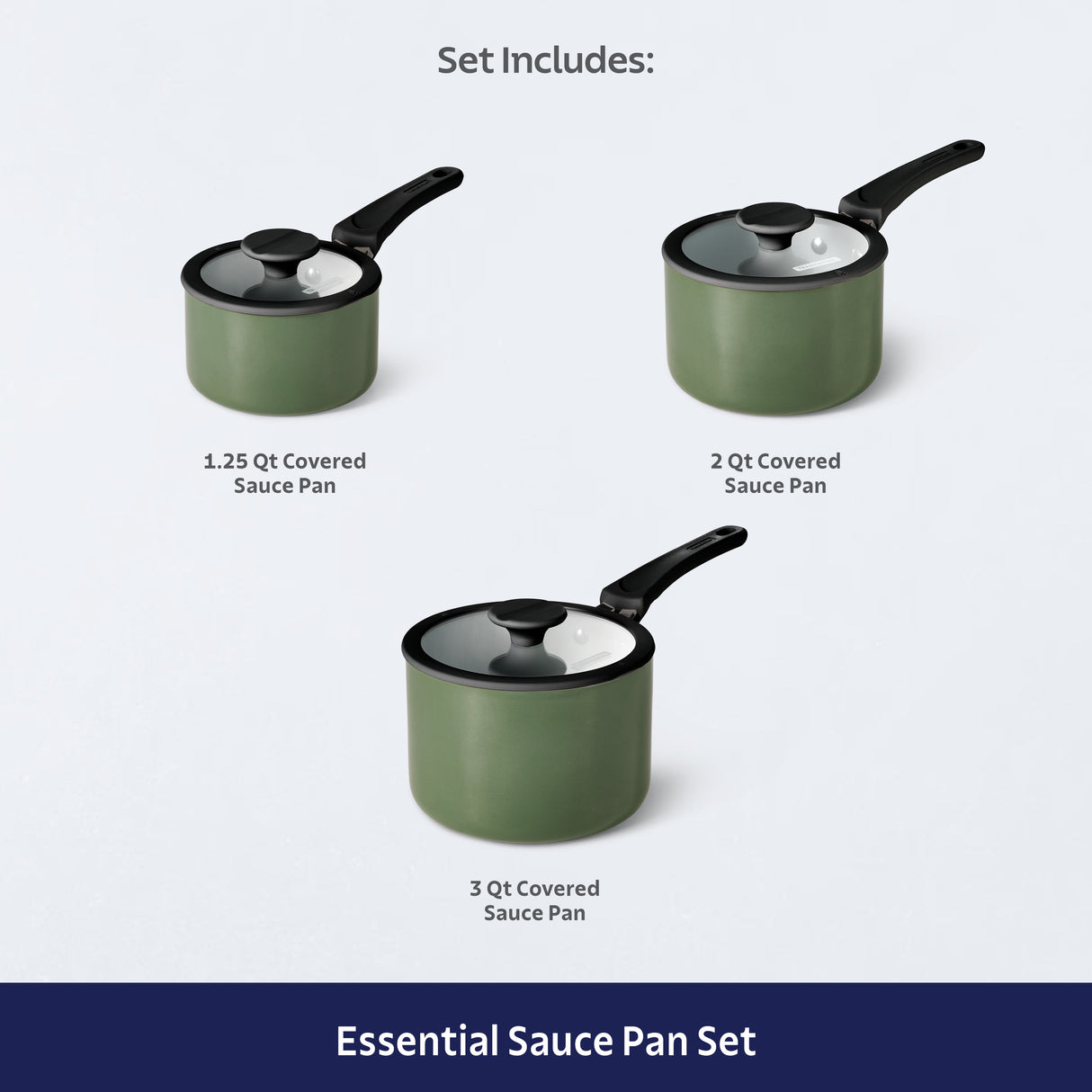 Nesting 6 Piece Ceramic Nonstick Cookware Set
