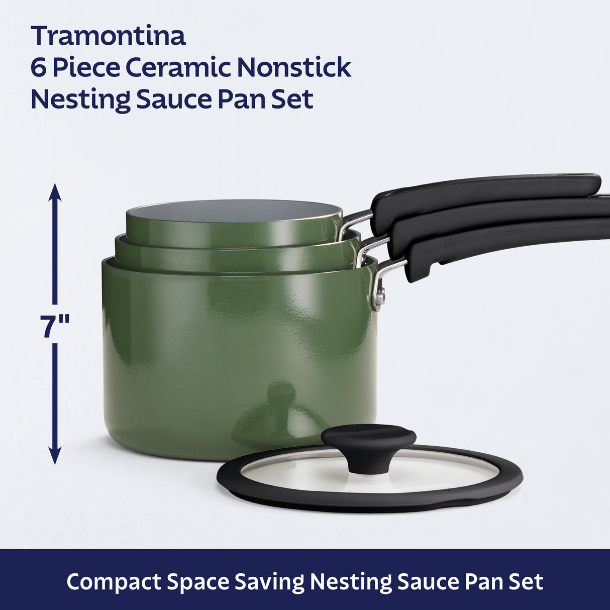 Nesting 6 Piece Ceramic Nonstick Cookware Set