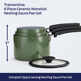 Nesting 6 Piece Ceramic Nonstick Cookware Set