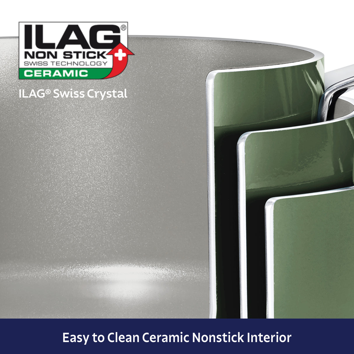 Nesting 6 Piece Ceramic Nonstick Cookware Set