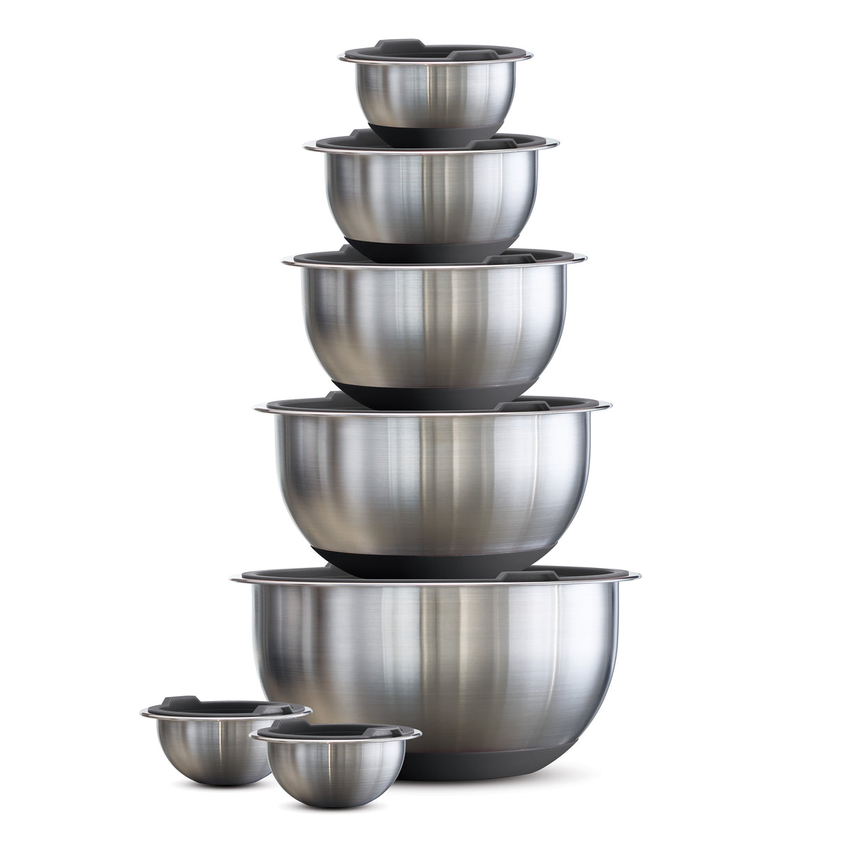 Tramontina Covered Mixing Bowls Stainless Steel 14 Pc Gray