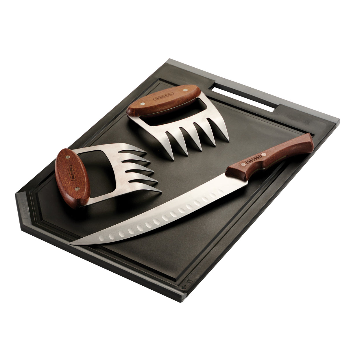 4 Pc Cutting Board Set (Cutting Board, 2 Pc Shredder Claws, Knife)