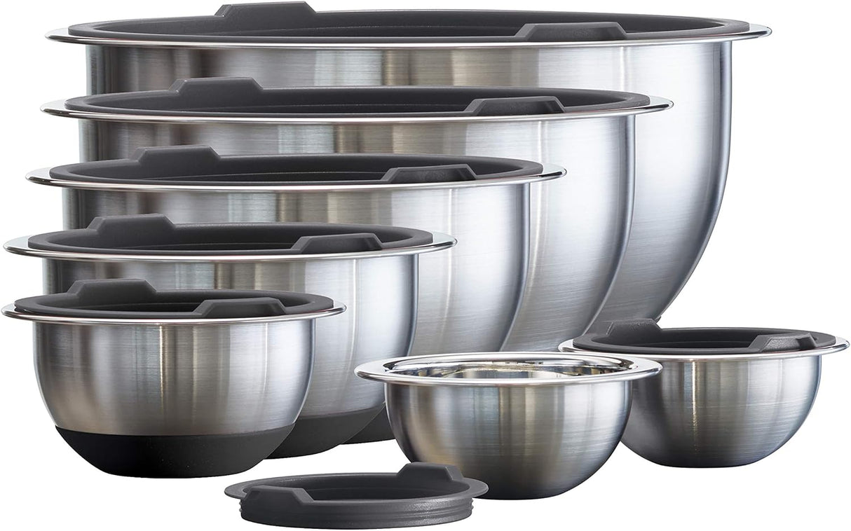 Tramontina Covered Mixing Bowls Stainless Steel 14 Pc Gray