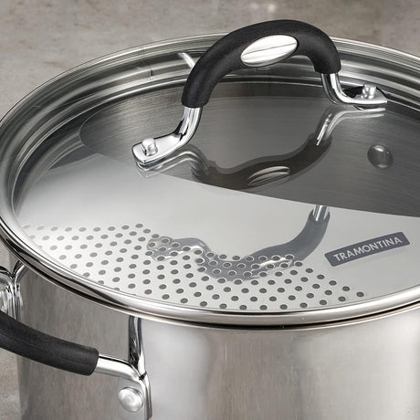 8 QT COVERED LOCK-N-DRAIN STOCK POT - STAINLESS STEEL - TRI-PLY BASE - MEX - GOURMET