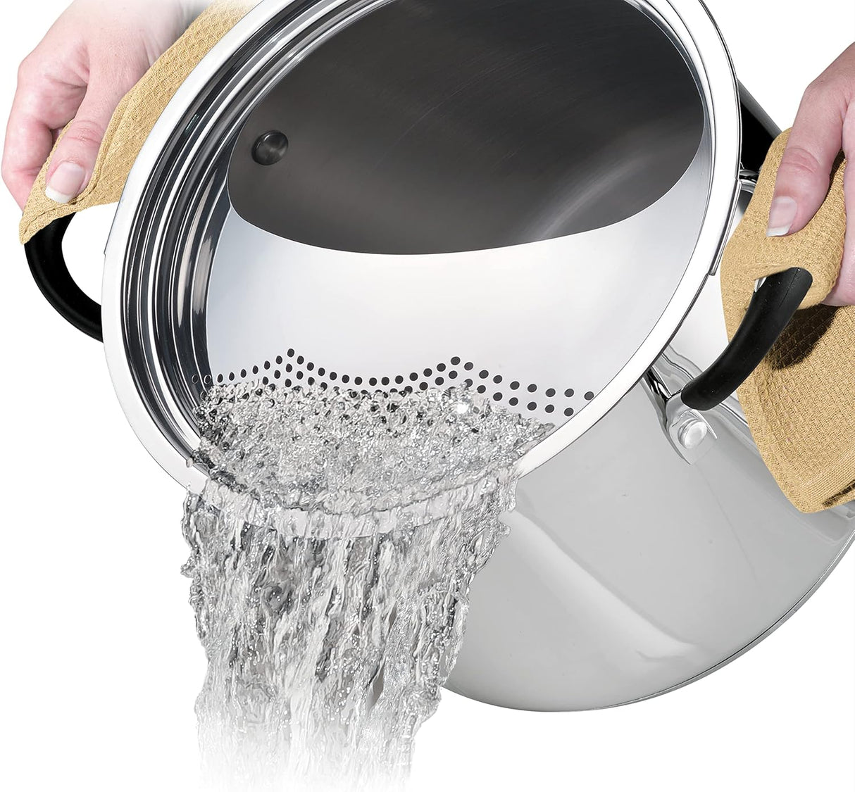 8 QT COVERED LOCK-N-DRAIN STOCK POT - STAINLESS STEEL - TRI-PLY BASE - MEX - GOURMET