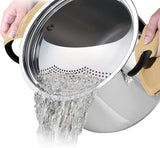 8 QT COVERED LOCK-N-DRAIN STOCK POT - STAINLESS STEEL - TRI-PLY BASE - MEX - GOURMET