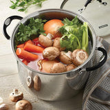 8 QT COVERED LOCK-N-DRAIN STOCK POT - STAINLESS STEEL - TRI-PLY BASE - MEX - GOURMET
