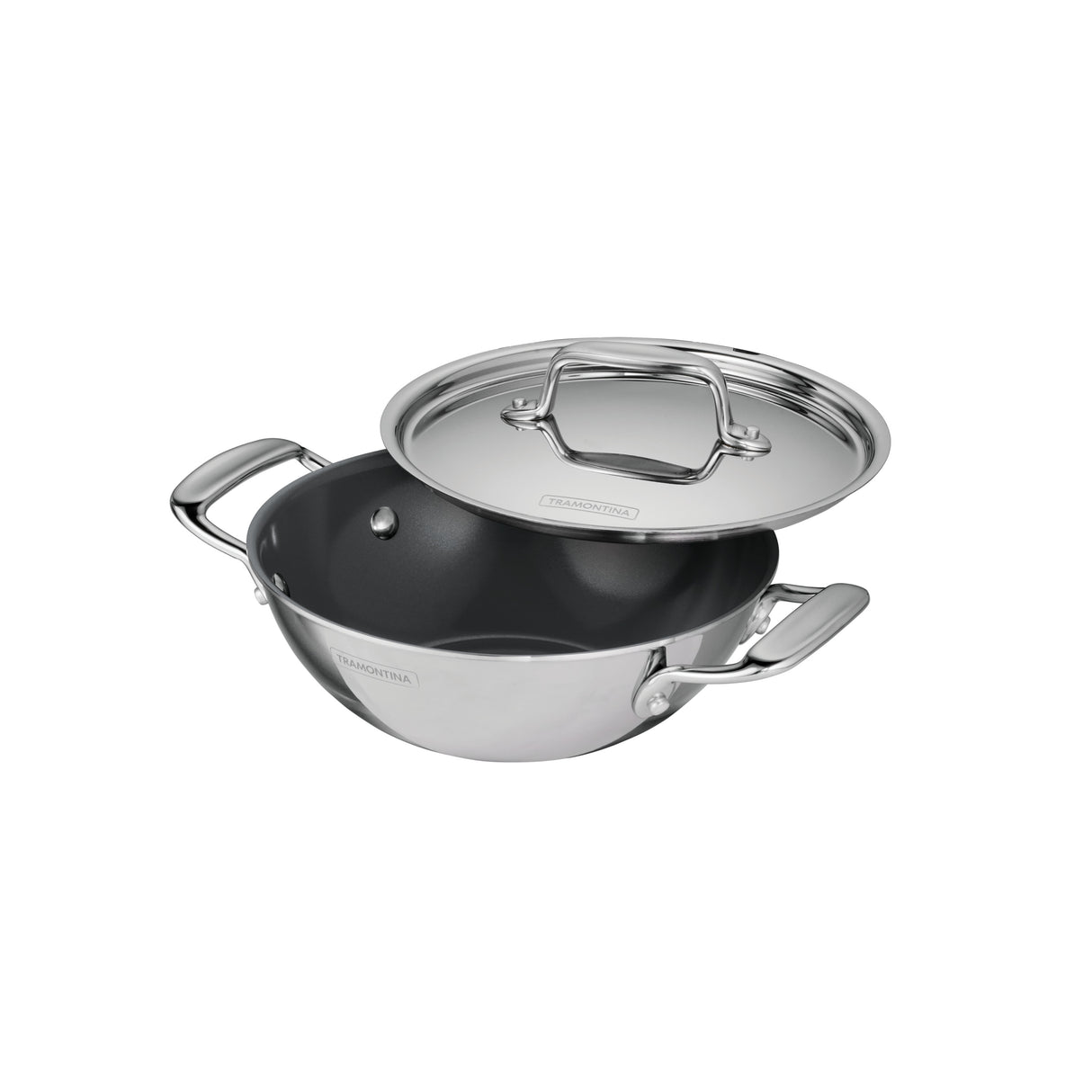 Utsava Tri-Ply Clad Covered Kadai with Ceramic Interior