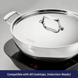 Utsava Tri-Ply Clad Covered Kadai with Ceramic Interior