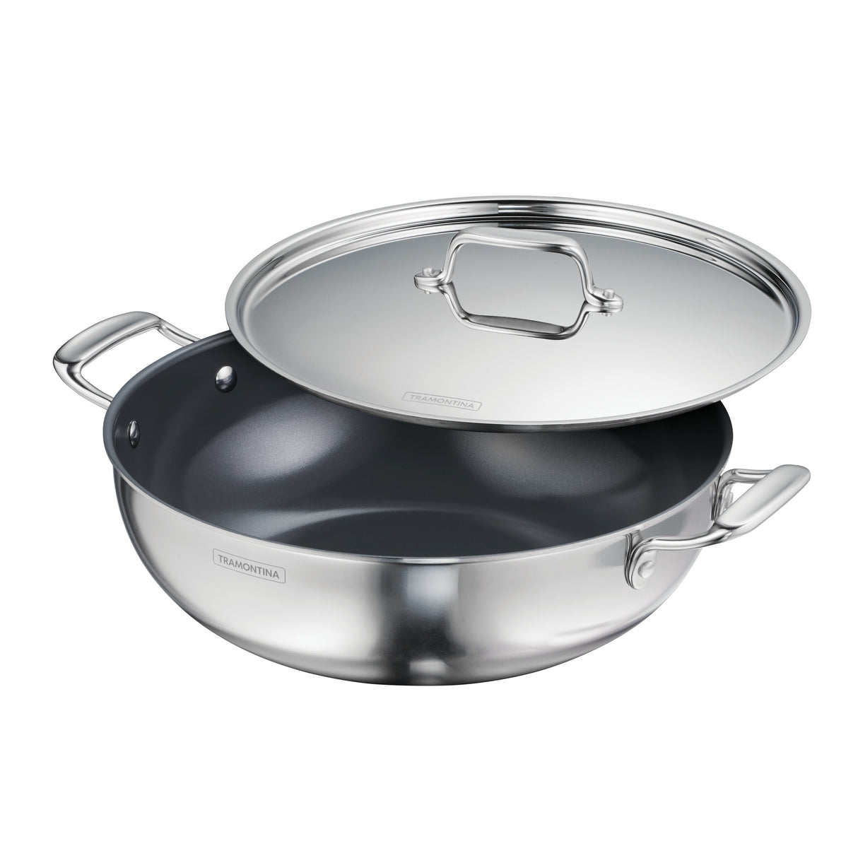 Utsava Tri-Ply Clad Covered Kadai with Ceramic Interior