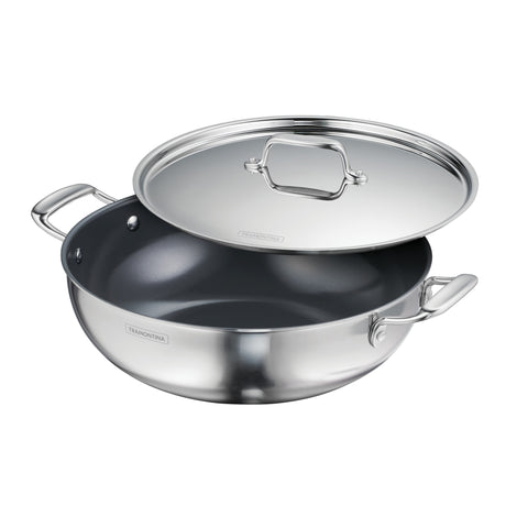 Utsava Tri-Ply Clad Covered Kadai with Ceramic Interior