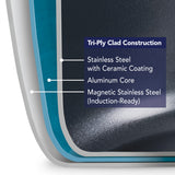 Utsava Tri-Ply Clad 10-Inch Grill Pan with Ceramic Interior