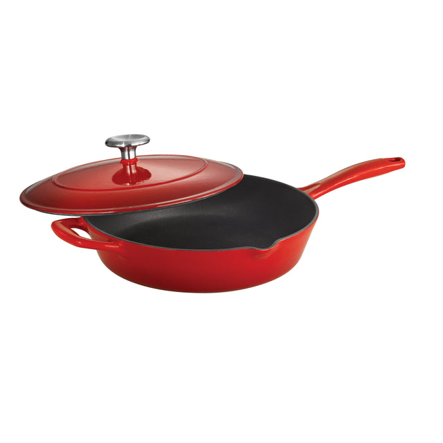 Serial Gradated Bestow 10 in Enameled Cast-Iron Covered Skillet - Gradated Red ...