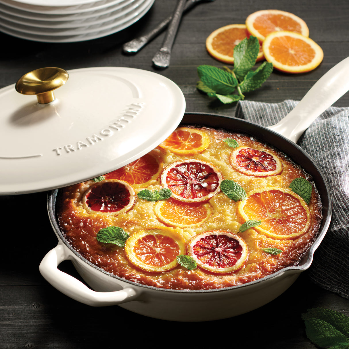 Bestow 10 Inch Enameled Cast-Iron  Covered Skillet