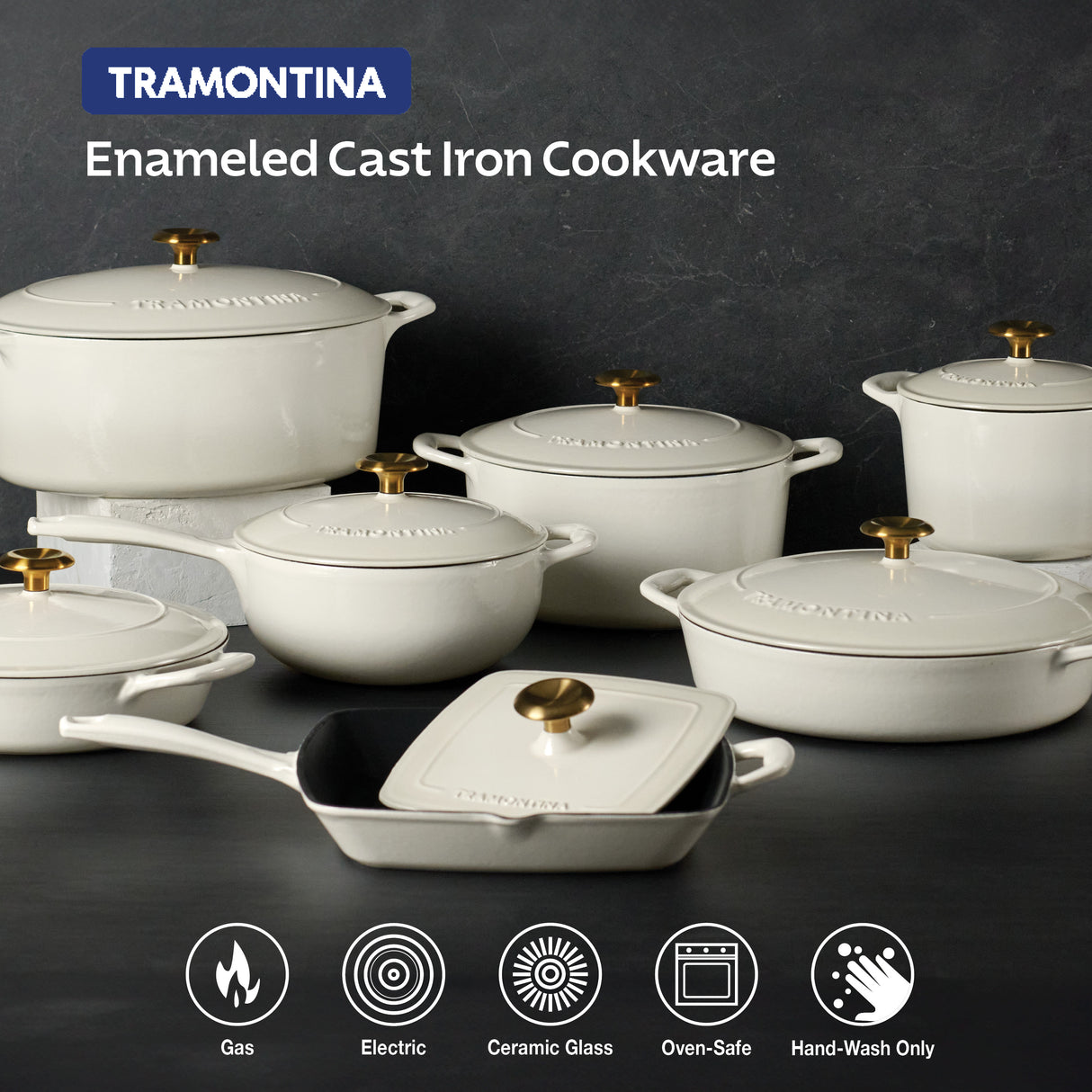 Bestow 11 Inch Enameled Cast-Iron Grill Pan with Press