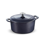 80131/038DS - FOUR HOLLANDAIS COUVERT DE 5,5 QT - FONTE - S1000 - PE - BLEU FONCÉ - BOUTON SS - GOURMET