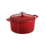 Bestow 6.5 Qt Enameled Cast-Iron  Covered Round Dutch Oven - Gradated Red
