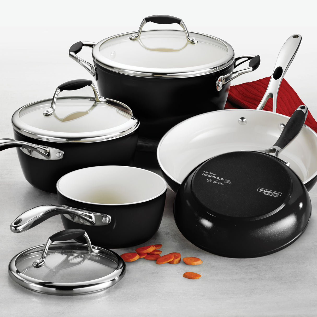 8 Piece Ceramic Cookware Set - Black