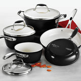 8 Piece Ceramic Cookware Set - Black