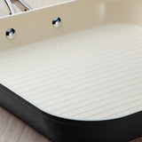 11 in Ceramic Square Grill Pan - Black