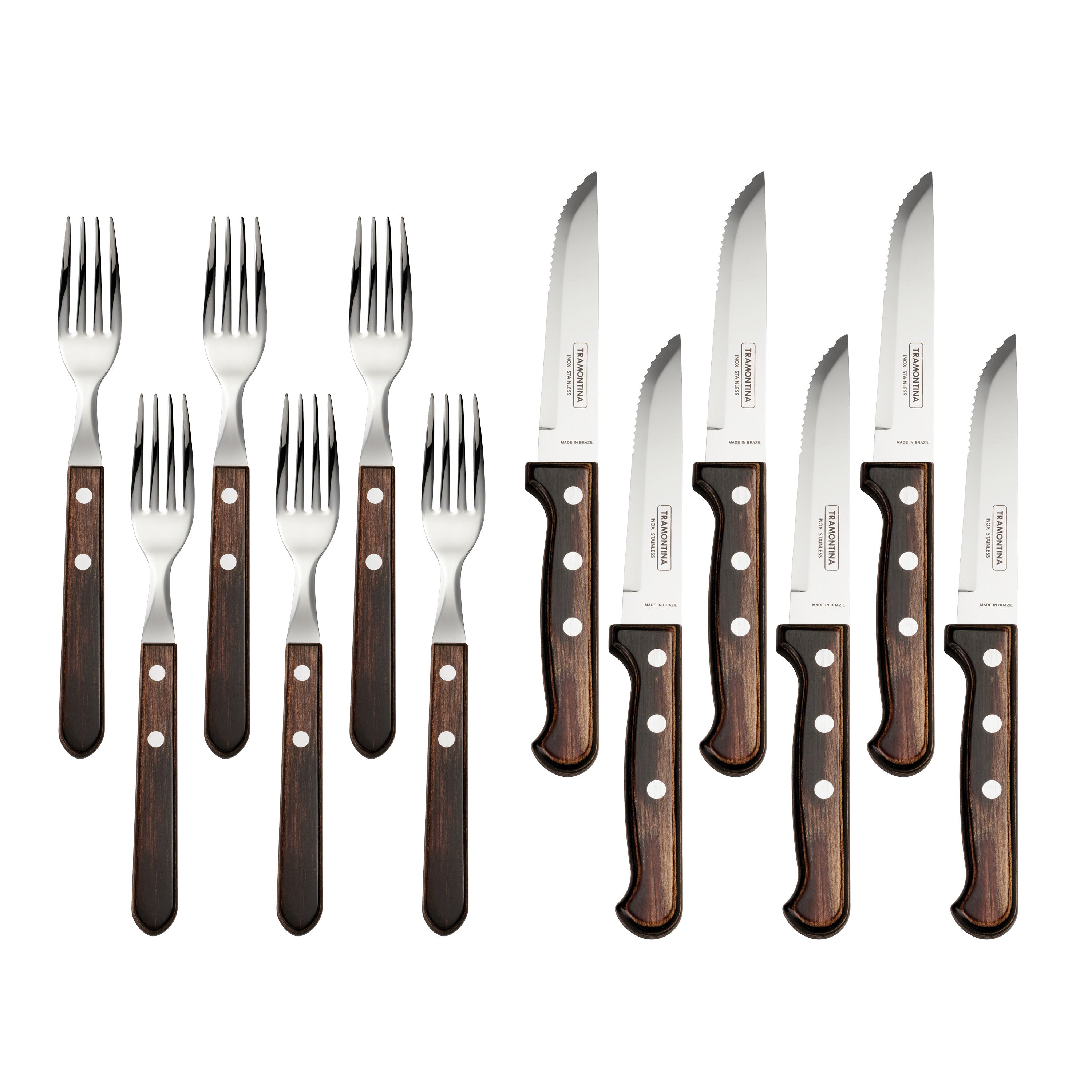 Tramontina Churrasco カトラリーセット 12ピース Churrasco BBQ 12 Piece Polywood Fork and Steak Knife Set