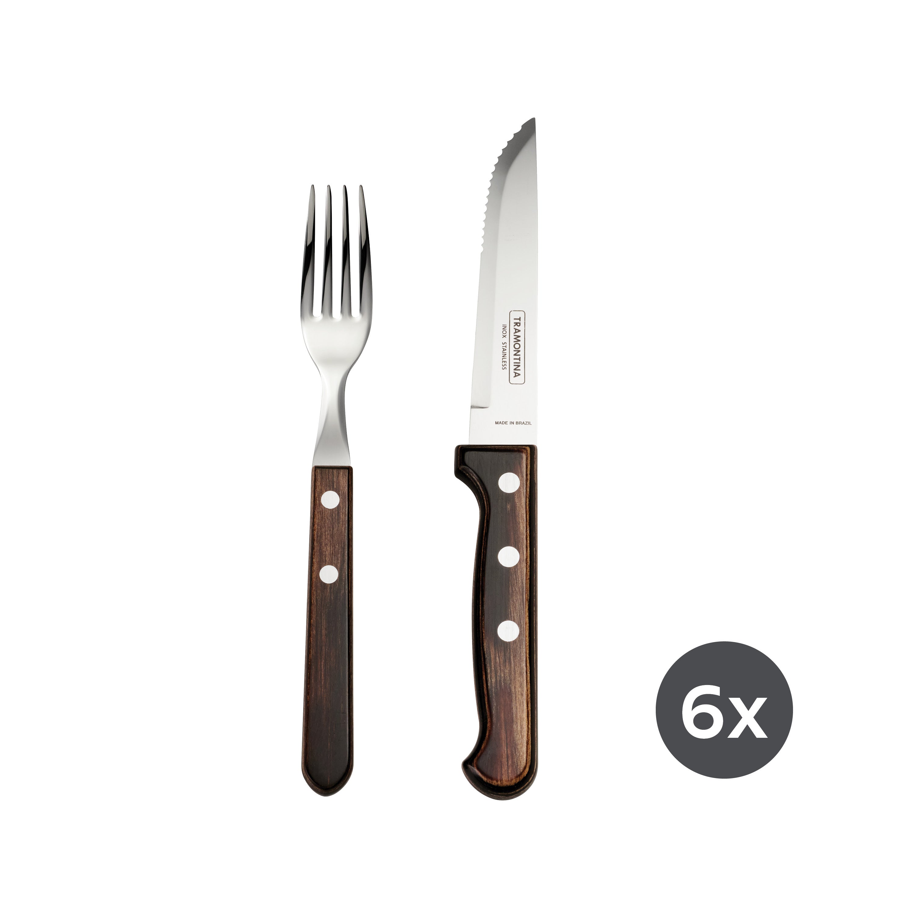 Churrasco BBQ 12 Piece Polywood Fork and Steak Knife Set