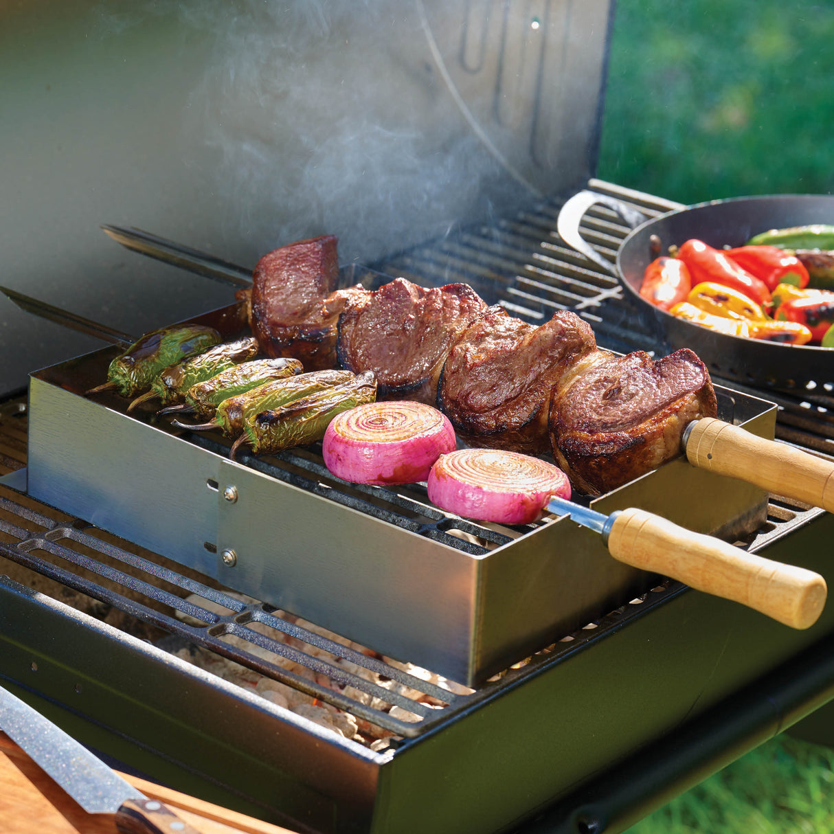 Churrasco BBQ Stainless Steel Skewer and Grill Rack Set