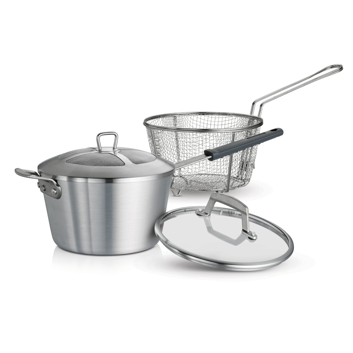 Friteuse professionnelle antiadhésive en aluminium de 5,5 litres avec couvercle Fusion - Satin