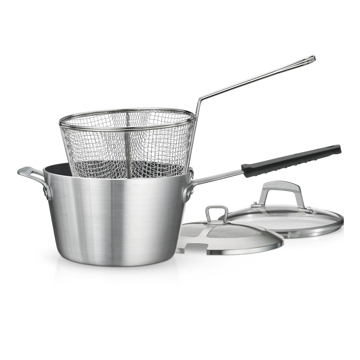 Friteuse professionnelle antiadhésive en aluminium de 5,5 litres avec couvercle Fusion - Satin