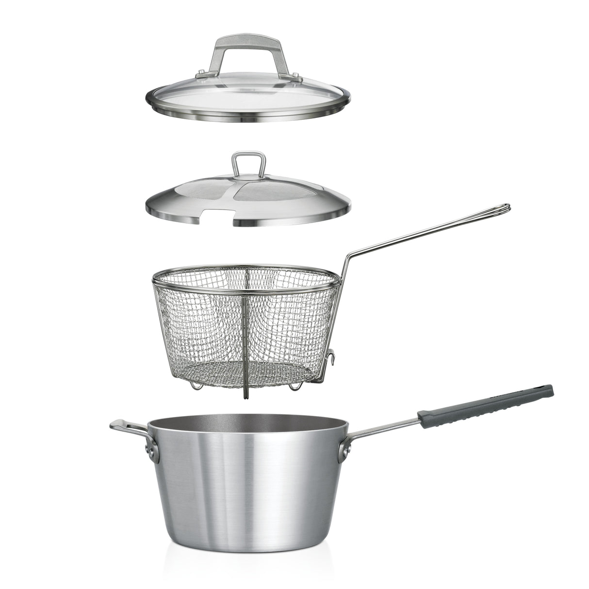Friteuse professionnelle antiadhésive en aluminium de 5,5 litres avec couvercle Fusion - Satin