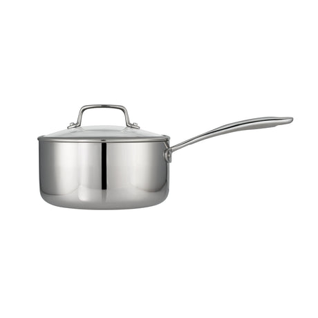 Tri-Ply Clad Covered Stainless Steel Covered Sauce Pan - Glass Lid