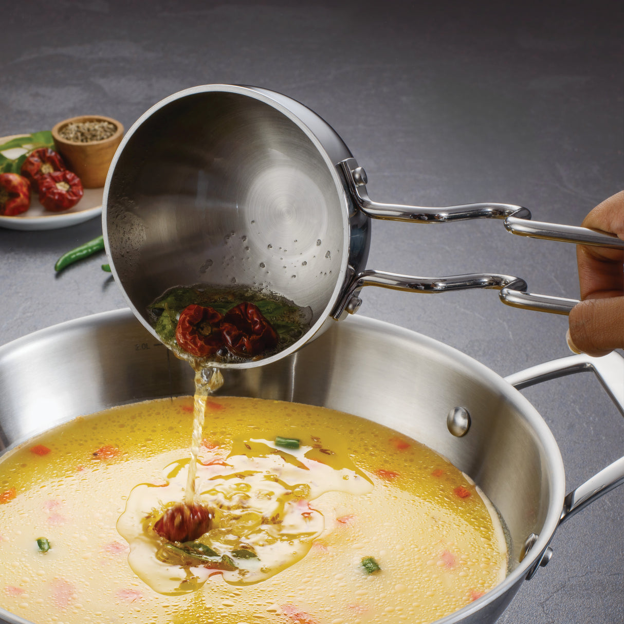 Utsava 9.35 Ounce Tri-Ply Clad Stainless Steel Tadka Pan